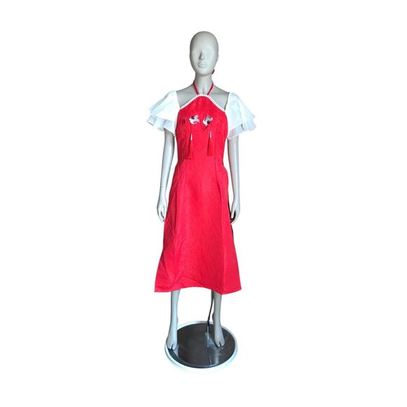 NWT Crazy Teen Red and White High Slit Dress - Picture 1 of 7